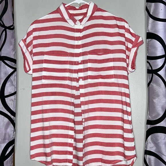 Beach Lunch Lounge 100% Rayon Button Down Striped Shirt - Picture 1 of 7